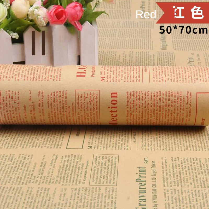Vintage English Newspaper Kraft Paper,Newspaper Bouquet Gift Wrapping Material,Fresh Flower Wrapping Paper,Floral Wrapping Paper