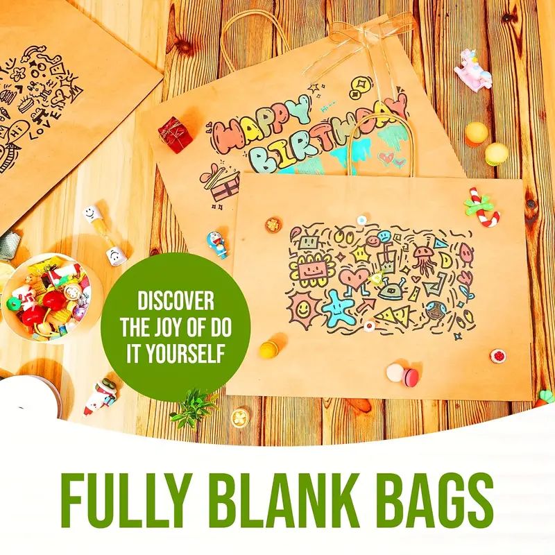 25 Packs, Large Brown Paper Bags With Handles Kraft Gift Bags Bulk, 12.5 * 4.3 * 9.8 Inch For Birthday Party Grocery Retail Shopping Business, Cheapest Items Available, Sale, Shopping Bag, Party Bag, Party Gift Bag, Craft Tote Bag