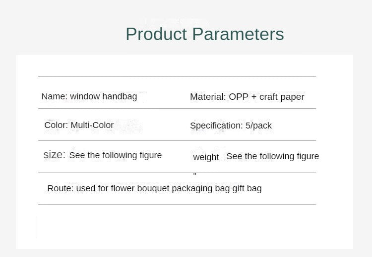 Flower display bag，Clear window tote bag，Gift bag