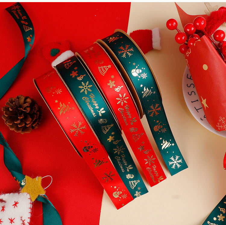 SC-Christmas Gift Wrapping,Ribbon,Colored Ribbon,Foil-Stamped DIY Gift Box,Decorative Satin Ribbon.Wholesale Floral Packaging Materials