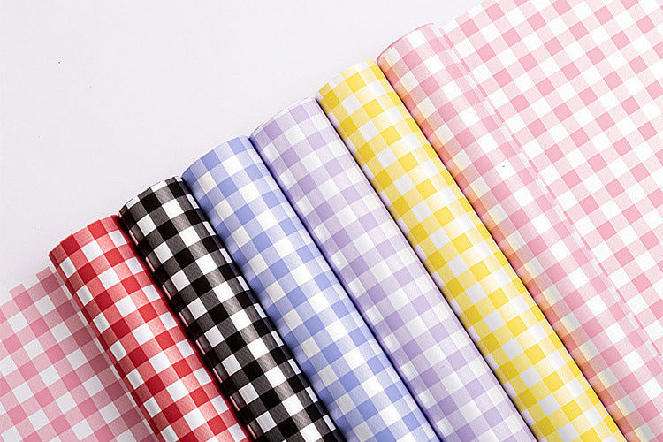 Fresh Flower Bouquet Wrapping Paper,Waterproof Elegance Paper,Checkered Summer Plaid Floral Packaging Material,Flower Shop Bouquet Gift Paper