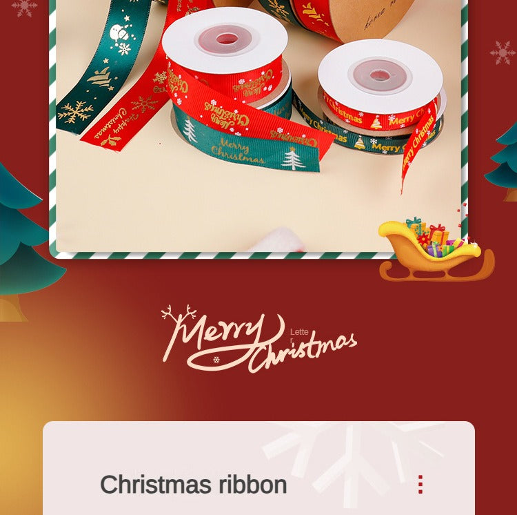 SC-Christmas Gift Wrapping,Ribbon,Colored Ribbon,Foil-Stamped DIY Gift Box,Decorative Satin Ribbon.Wholesale Floral Packaging Materials