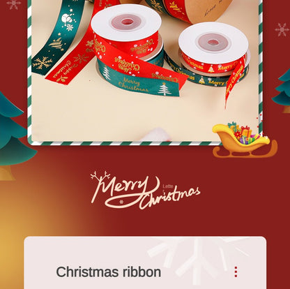 SC-Christmas Gift Wrapping,Ribbon,Colored Ribbon,Foil-Stamped DIY Gift Box,Decorative Satin Ribbon.Wholesale Floral Packaging Materials
