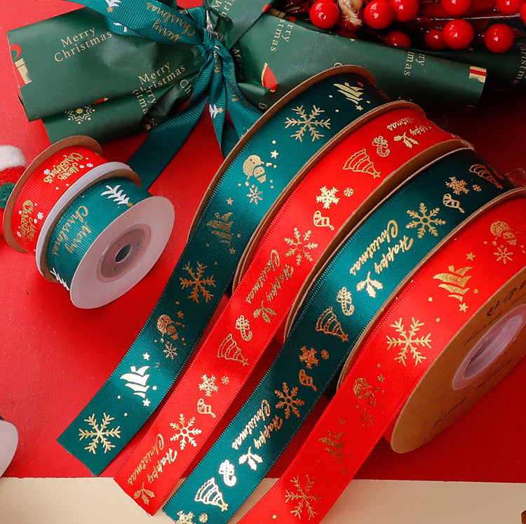 SC-Christmas Gift Wrapping,Ribbon,Colored Ribbon,Foil-Stamped DIY Gift Box,Decorative Satin Ribbon.Wholesale Floral Packaging Materials