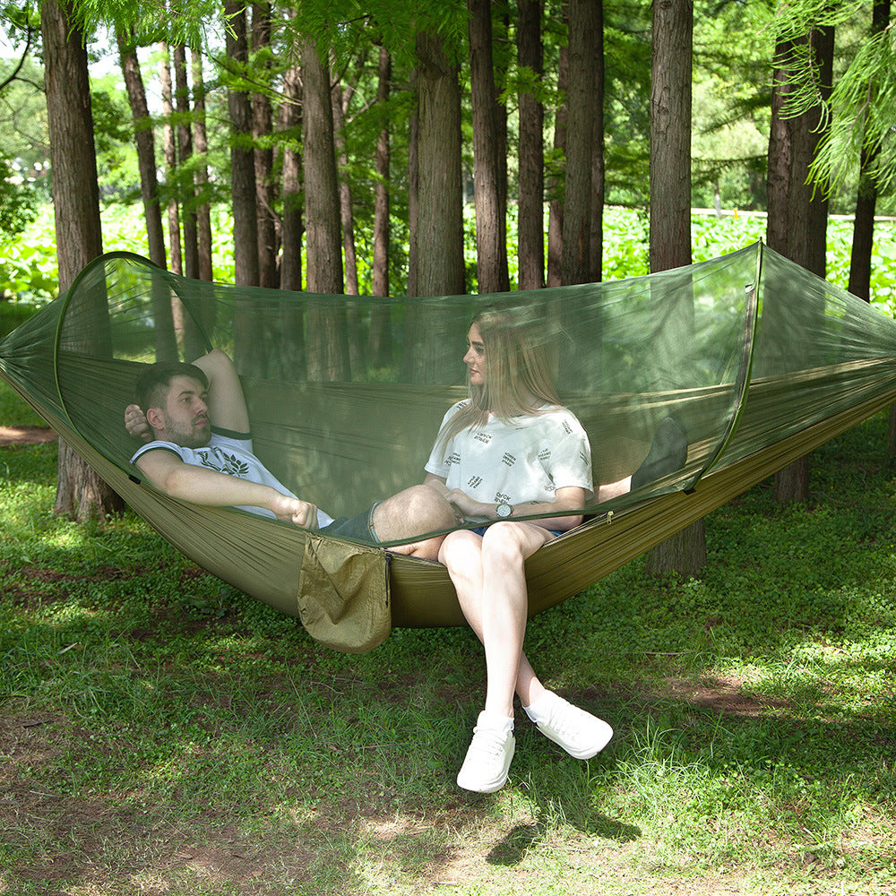 Double hammock outdoor mosquito-proof, sun-shading and rollover-proof single camping swing