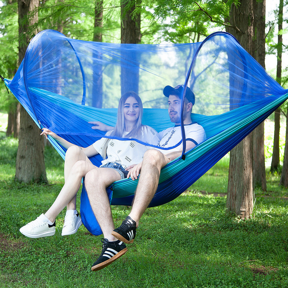 Double hammock outdoor mosquito-proof, sun-shading and rollover-proof single camping swing