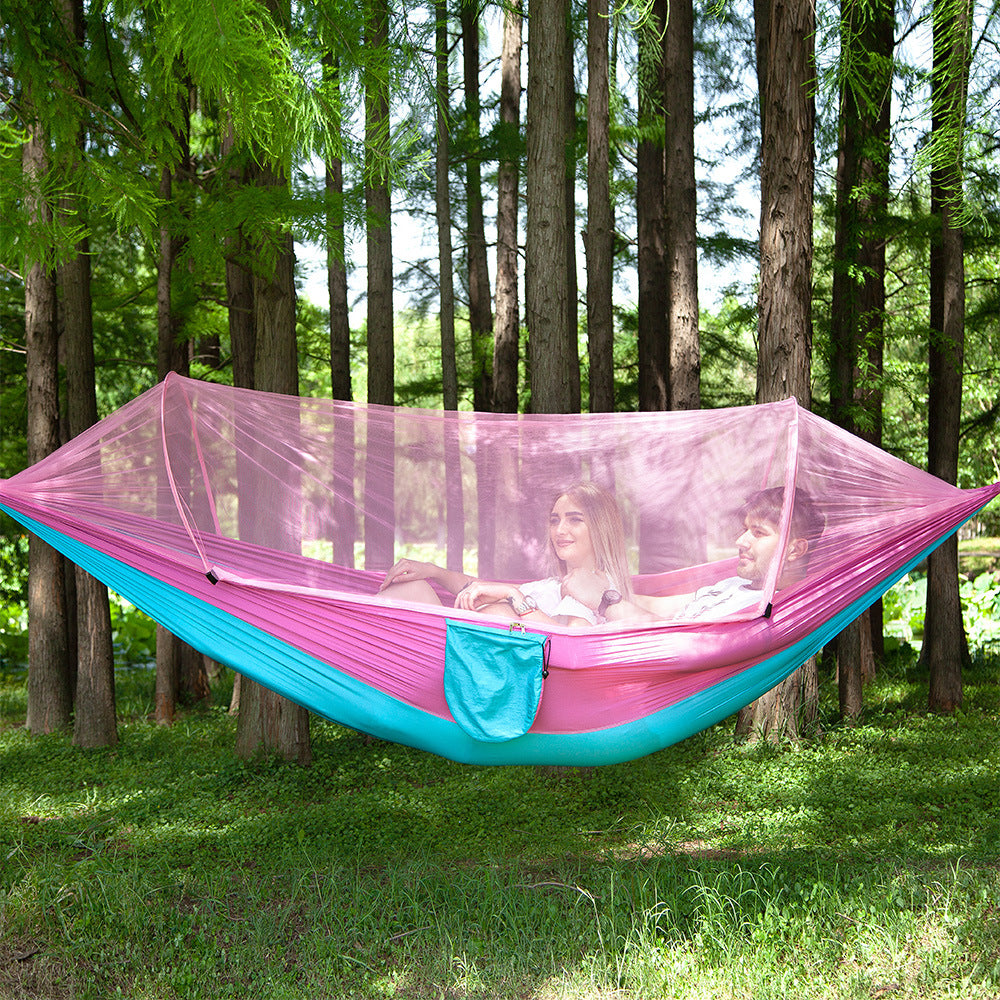 Double hammock outdoor mosquito-proof, sun-shading and rollover-proof single camping swing