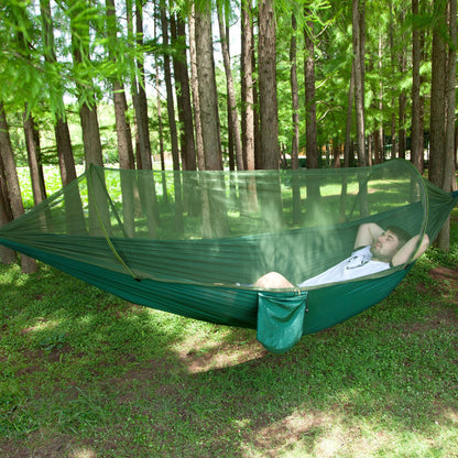 Double hammock outdoor mosquito-proof, sun-shading and rollover-proof single camping swing