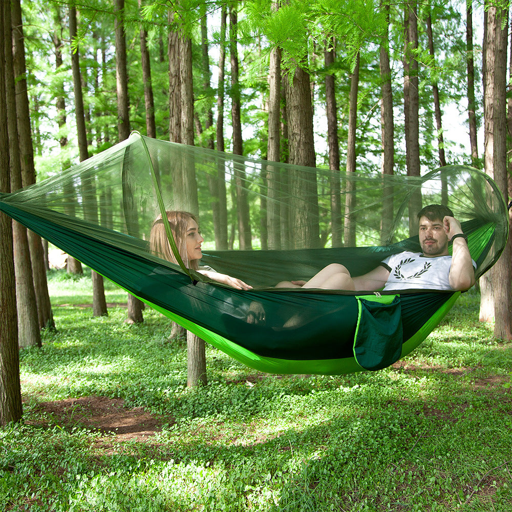 Double hammock outdoor mosquito-proof, sun-shading and rollover-proof single camping swing