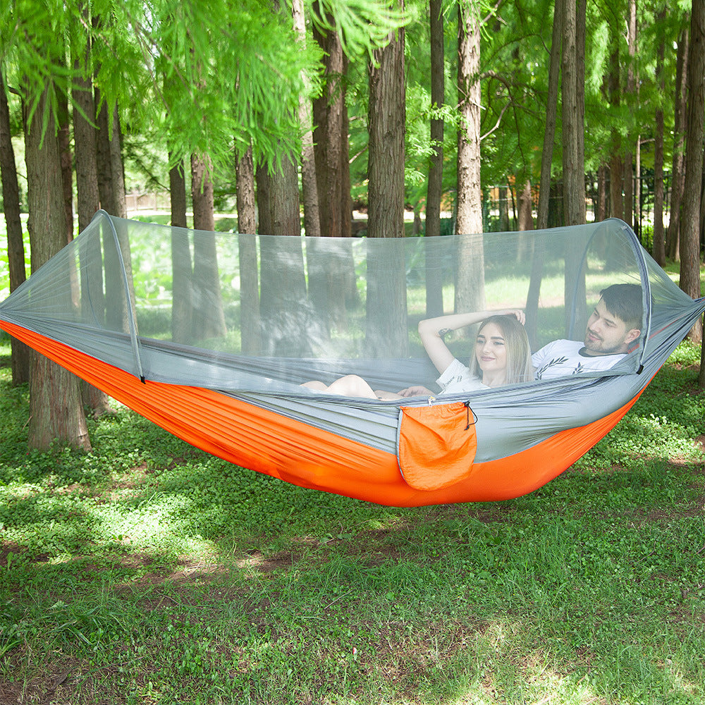 Double hammock outdoor mosquito-proof, sun-shading and rollover-proof single camping swing
