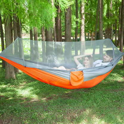 Double hammock outdoor mosquito-proof, sun-shading and rollover-proof single camping swing