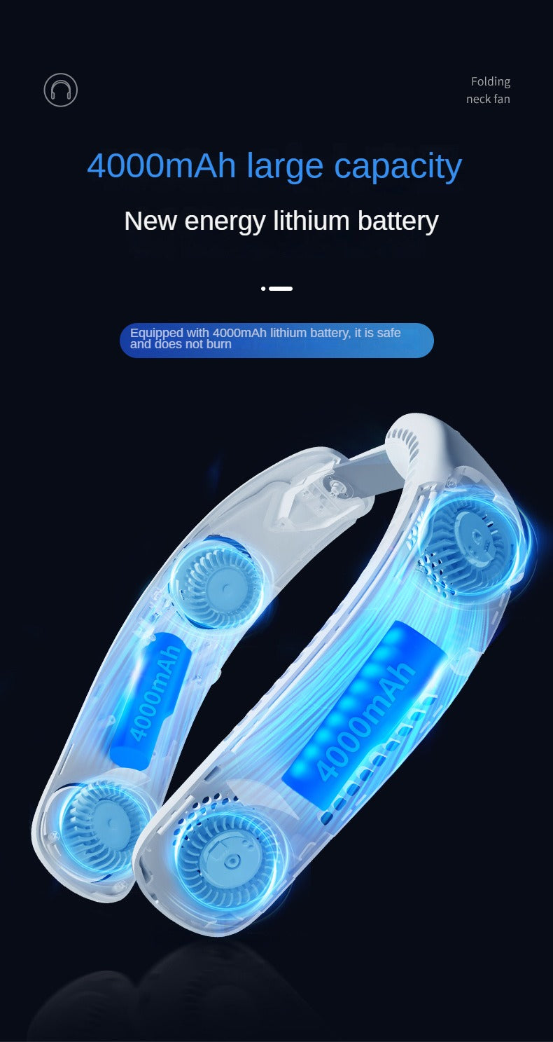 Four Fan Blades Hanging Neck Fan Large Airflow Long Life Portable Handheld Fan