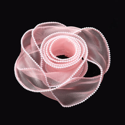 SJ-Gold Edging,Fish Tail Organza Ribbon,Polyester Organza Floral Ribbon,Cake Box Gift Box Bow,Packaging Woven Ribbon,Ribbon