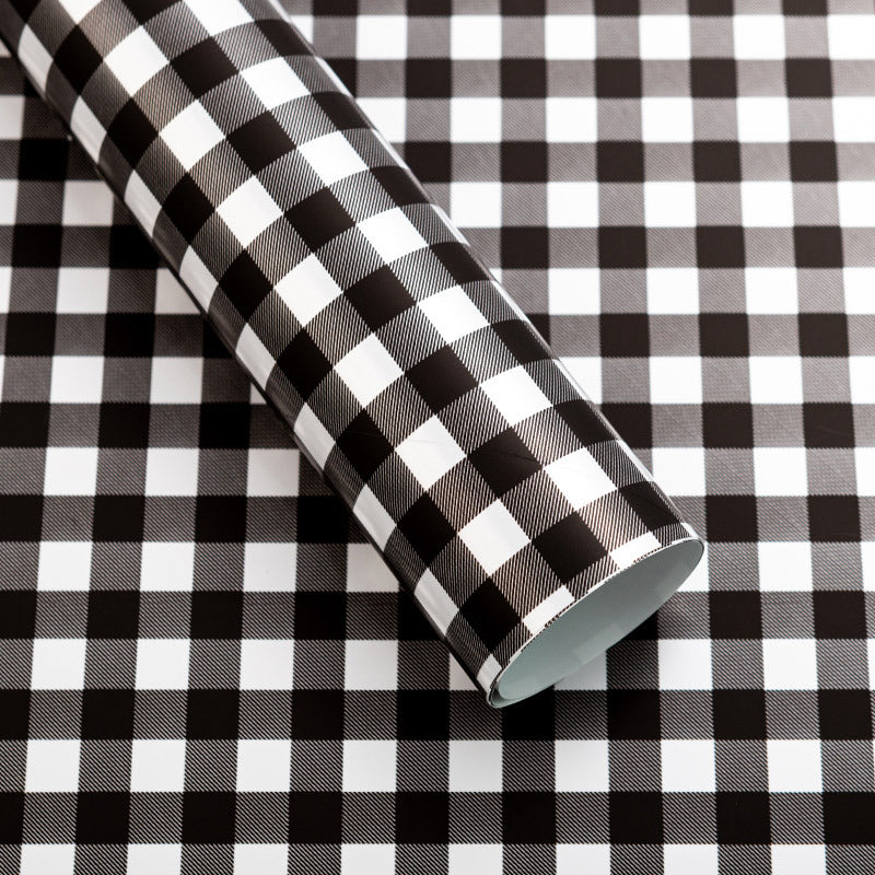 Fresh Flower Bouquet Wrapping Paper,Waterproof Elegance Paper,Checkered Summer Plaid Floral Packaging Material,Flower Shop Bouquet Gift Paper