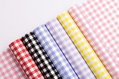 Fresh Flower Bouquet Wrapping Paper,Waterproof Elegance Paper,Checkered Summer Plaid Floral Packaging Material,Flower Shop Bouquet Gift Paper