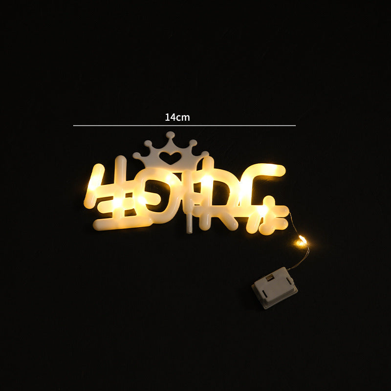 Party Ambience Lights Flower Packaging Bouquet Warm White Lights Happy Birthday Cake Decoration Lights Crown English Numbers Lights