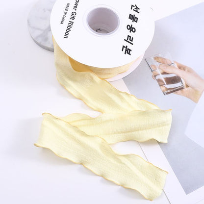 SP-fish-tail shaped ribbon，pleated shaped ribbon，wavy-edge organza ribbon，fresh flower packaging materials，bouquet ribbon
