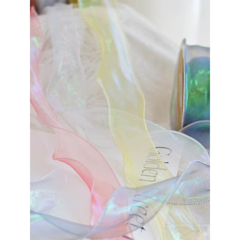 SM-Holographic Fish Tail Tulle,Bouquet Wrapping Ribbon,Floral Mesh Netting,Handcrafted Gift Edging,Minimalist Satin Ribbon,Floral Arrangement Packaging Materials