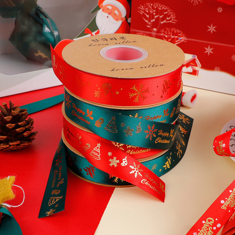 SC-Christmas Gift Wrapping,Ribbon,Colored Ribbon,Foil-Stamped DIY Gift Box,Decorative Satin Ribbon.Wholesale Floral Packaging Materials