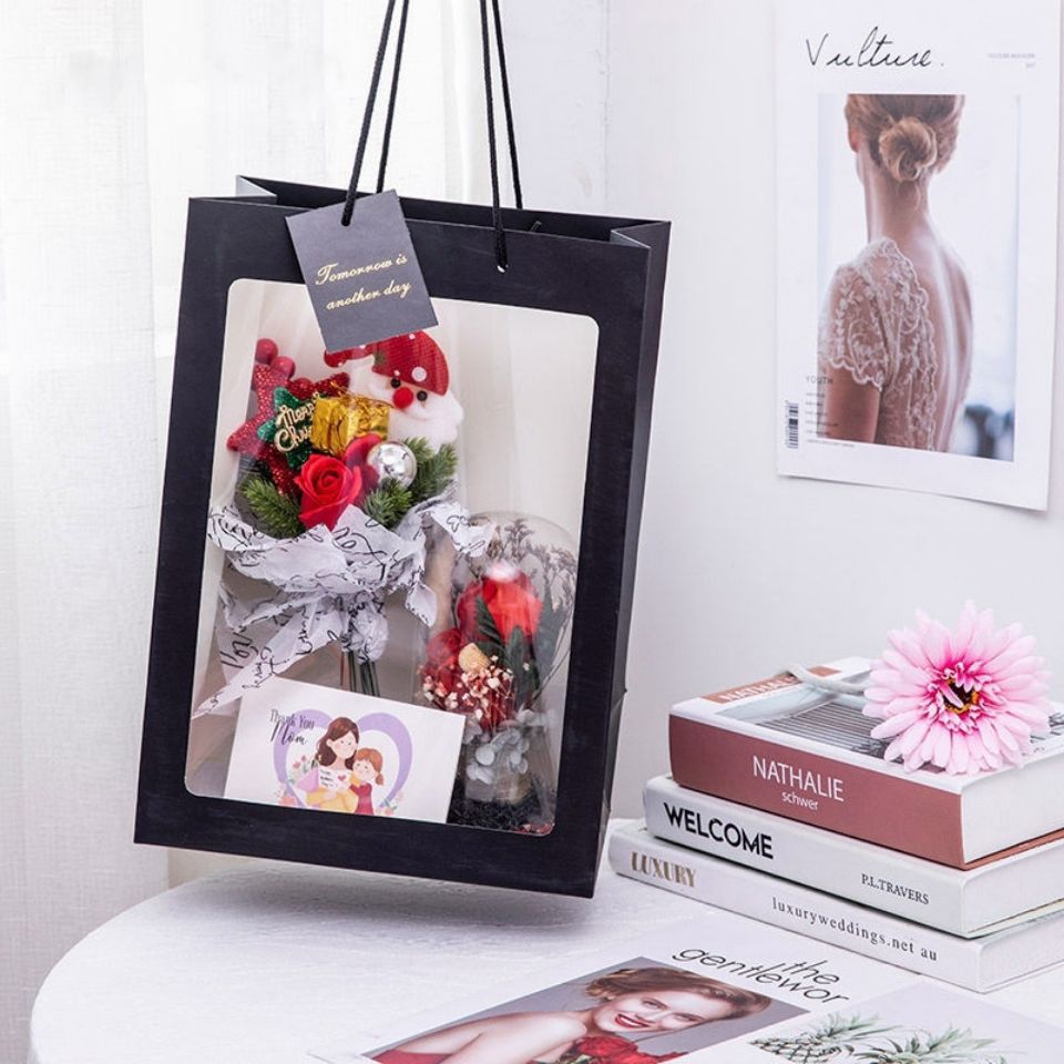 Flower display bag，Clear window tote bag，Gift bag