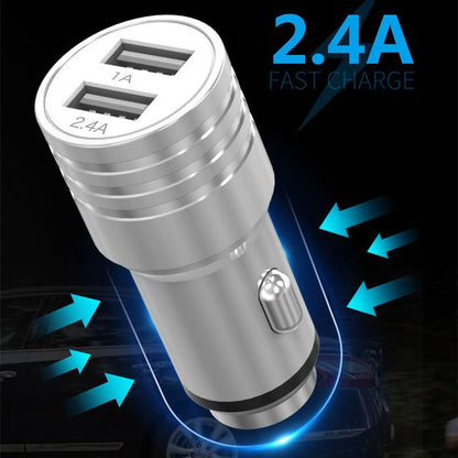 Manufacturers wholesale new 1A/2.4A car charger Glass breaker car charger dual USB one drive two car charger in stock