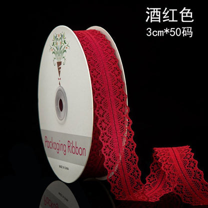 SR-3cm lace ribbon, garment and wedding dress accessories, fresh flower bouquets, gift bow ribbons, baking packaging.