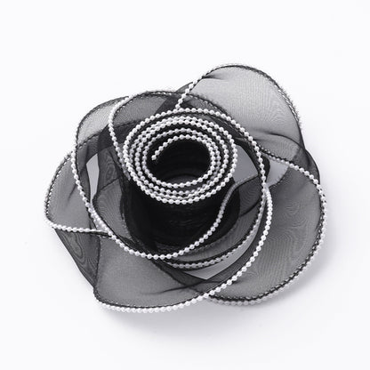 SJ-Gold Edging,Fish Tail Organza Ribbon,Polyester Organza Floral Ribbon,Cake Box Gift Box Bow,Packaging Woven Ribbon,Ribbon