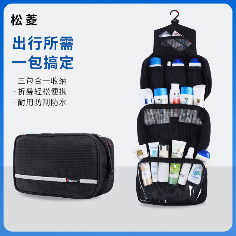 Men's and women's hanging amenity bag 3-in-1 foldable waterproof travel storage bag, business trip cosmetics storage bag