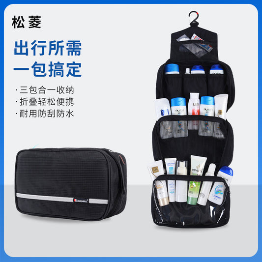 Men's and women's hanging amenity bag 3-in-1 foldable waterproof travel storage bag, business trip cosmetics storage bag