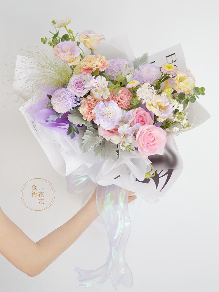 SM-Holographic Fish Tail Tulle,Bouquet Wrapping Ribbon,Floral Mesh Netting,Handcrafted Gift Edging,Minimalist Satin Ribbon,Floral Arrangement Packaging Materials