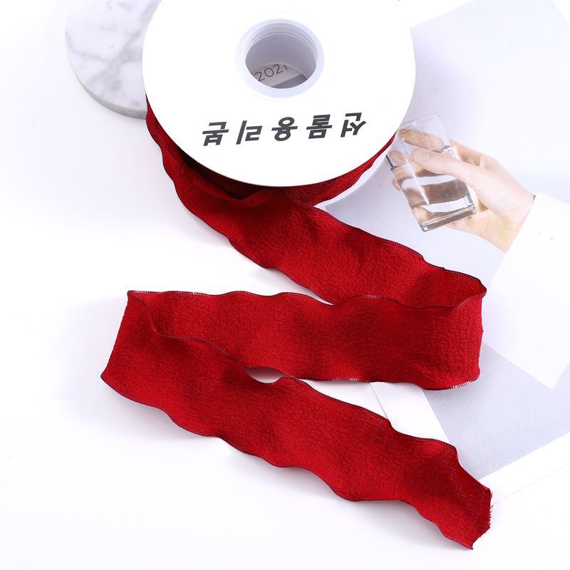 SP-fish-tail shaped ribbon，pleated shaped ribbon，wavy-edge organza ribbon，fresh flower packaging materials，bouquet ribbon
