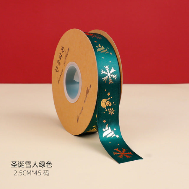 SC-Christmas Gift Wrapping,Ribbon,Colored Ribbon,Foil-Stamped DIY Gift Box,Decorative Satin Ribbon.Wholesale Floral Packaging Materials