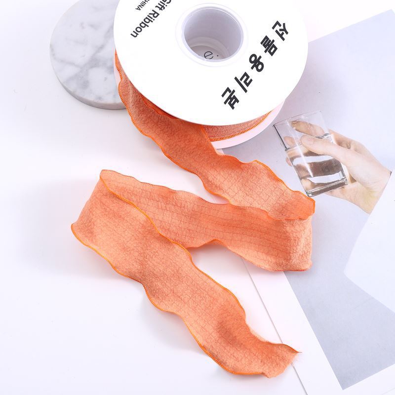 SP-fish-tail shaped ribbon，pleated shaped ribbon，wavy-edge organza ribbon，fresh flower packaging materials，bouquet ribbon