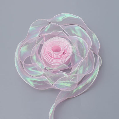SM-Holographic Fish Tail Tulle,Bouquet Wrapping Ribbon,Floral Mesh Netting,Handcrafted Gift Edging,Minimalist Satin Ribbon,Floral Arrangement Packaging Materials