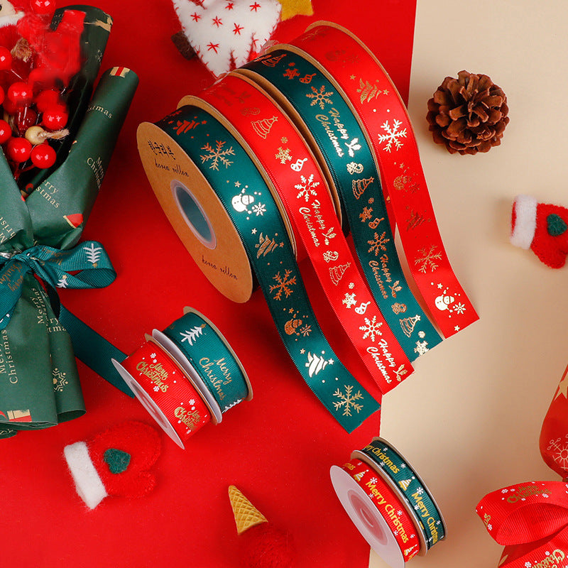 SC-Christmas Gift Wrapping,Ribbon,Colored Ribbon,Foil-Stamped DIY Gift Box,Decorative Satin Ribbon.Wholesale Floral Packaging Materials