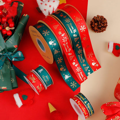 SC-Christmas Gift Wrapping,Ribbon,Colored Ribbon,Foil-Stamped DIY Gift Box,Decorative Satin Ribbon.Wholesale Floral Packaging Materials