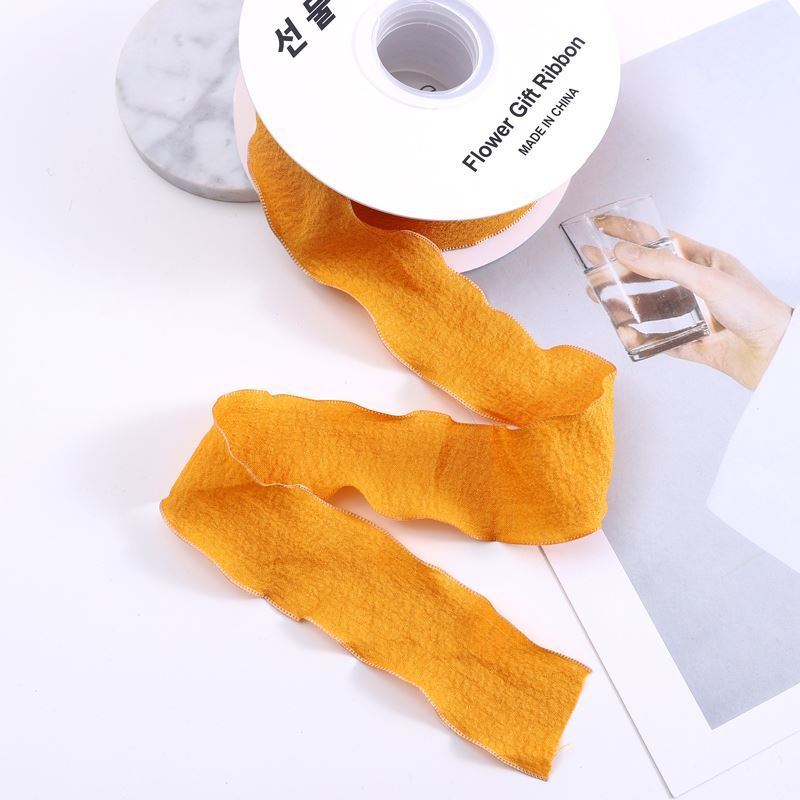 SP-fish-tail shaped ribbon，pleated shaped ribbon，wavy-edge organza ribbon，fresh flower packaging materials，bouquet ribbon