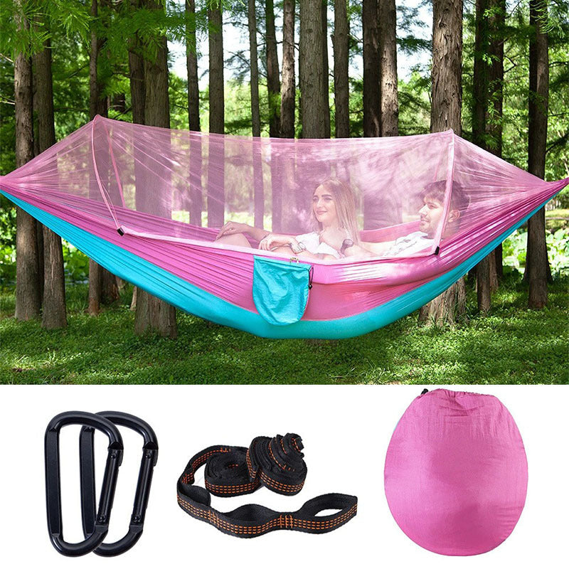 Double hammock outdoor mosquito-proof, sun-shading and rollover-proof single camping swing