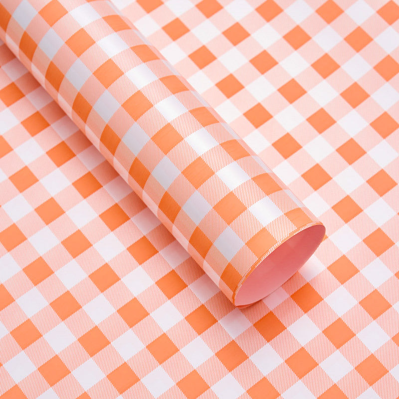 Fresh Flower Bouquet Wrapping Paper,Waterproof Elegance Paper,Checkered Summer Plaid Floral Packaging Material,Flower Shop Bouquet Gift Paper