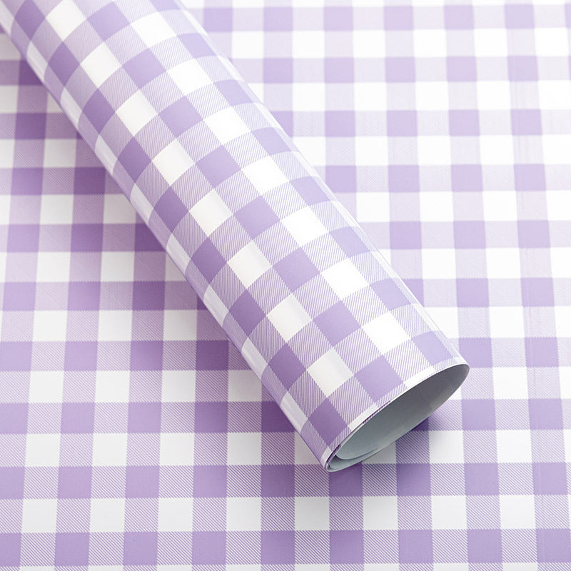 Fresh Flower Bouquet Wrapping Paper,Waterproof Elegance Paper,Checkered Summer Plaid Floral Packaging Material,Flower Shop Bouquet Gift Paper