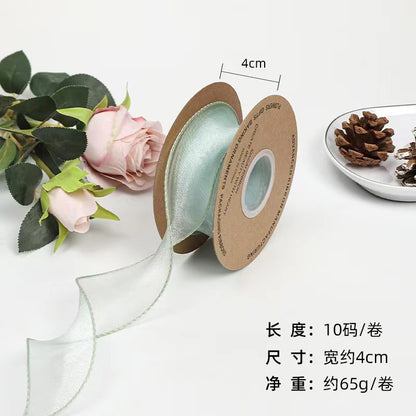 SJ-Gold Edging,Fish Tail Organza Ribbon,Polyester Organza Floral Ribbon,Cake Box Gift Box Bow,Packaging Woven Ribbon,Ribbon