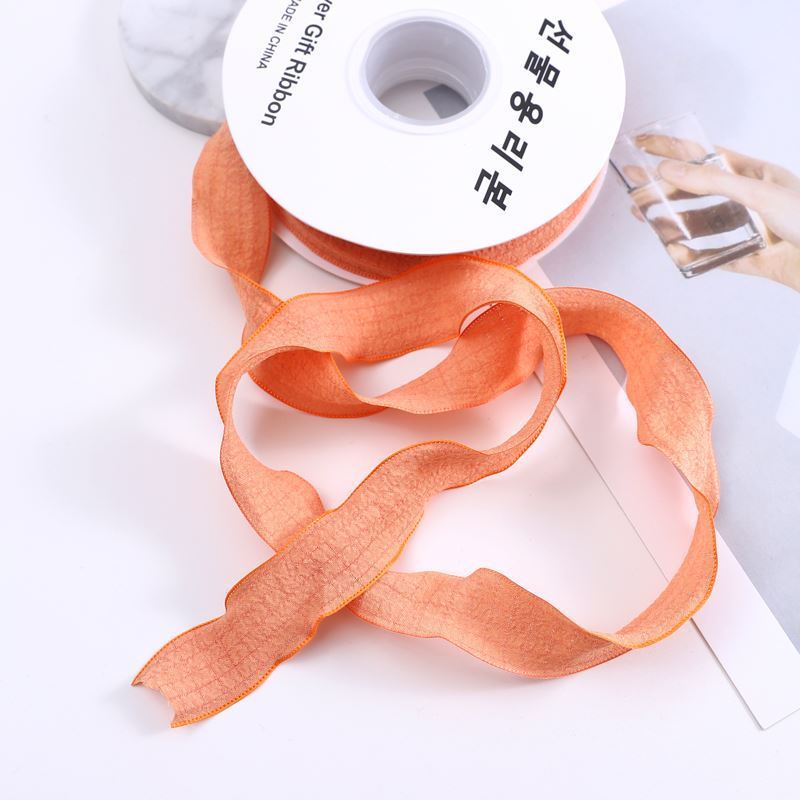 SP-fish-tail shaped ribbon，pleated shaped ribbon，wavy-edge organza ribbon，fresh flower packaging materials，bouquet ribbon