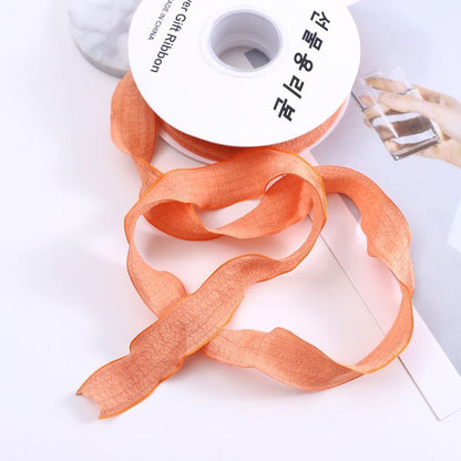 SP-fish-tail shaped ribbon，pleated shaped ribbon，wavy-edge organza ribbon，fresh flower packaging materials，bouquet ribbon