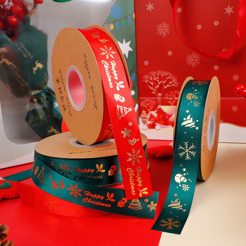 SC-Christmas Gift Wrapping,Ribbon,Colored Ribbon,Foil-Stamped DIY Gift Box,Decorative Satin Ribbon.Wholesale Floral Packaging Materials