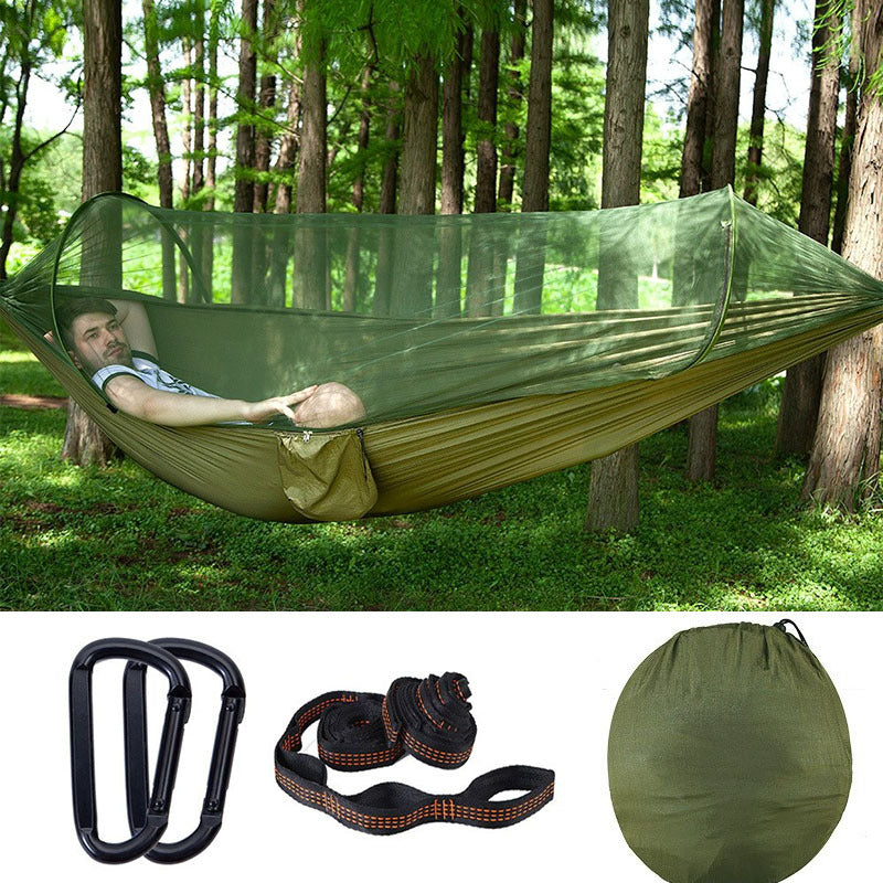 Double hammock outdoor mosquito-proof, sun-shading and rollover-proof single camping swing