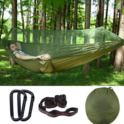 Double hammock outdoor mosquito-proof, sun-shading and rollover-proof single camping swing