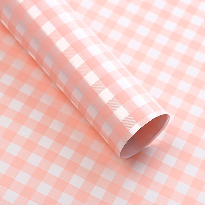 Fresh Flower Bouquet Wrapping Paper,Waterproof Elegance Paper,Checkered Summer Plaid Floral Packaging Material,Flower Shop Bouquet Gift Paper