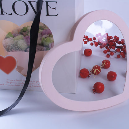 2pcs Heart Shaped Flower Box Floral Gift Boxes with Transparent Window Lids Luxury Style Flower Arrangements Valentines Day Jewe