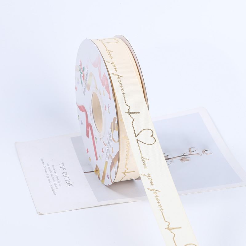 SN-Heartfelt pattern, gold foil ribbon with embossed texture