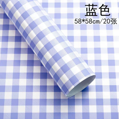 Fresh Flower Bouquet Wrapping Paper,Waterproof Elegance Paper,Checkered Summer Plaid Floral Packaging Material,Flower Shop Bouquet Gift Paper